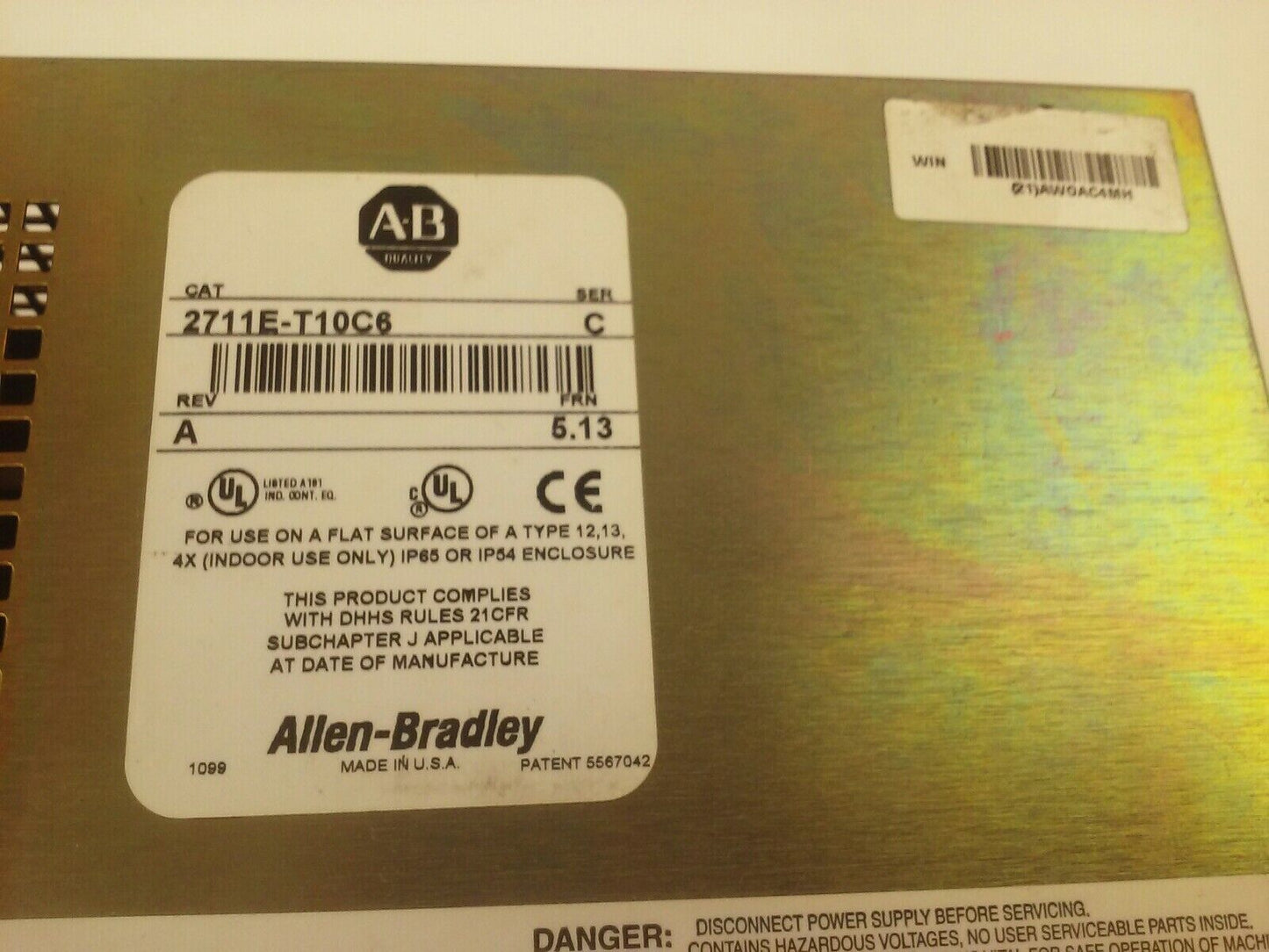 ALLEN BRADLEY 2711E-T10C6 SER. C REV. A PANELVIEW 1000E TERMINAL FRN 5.13