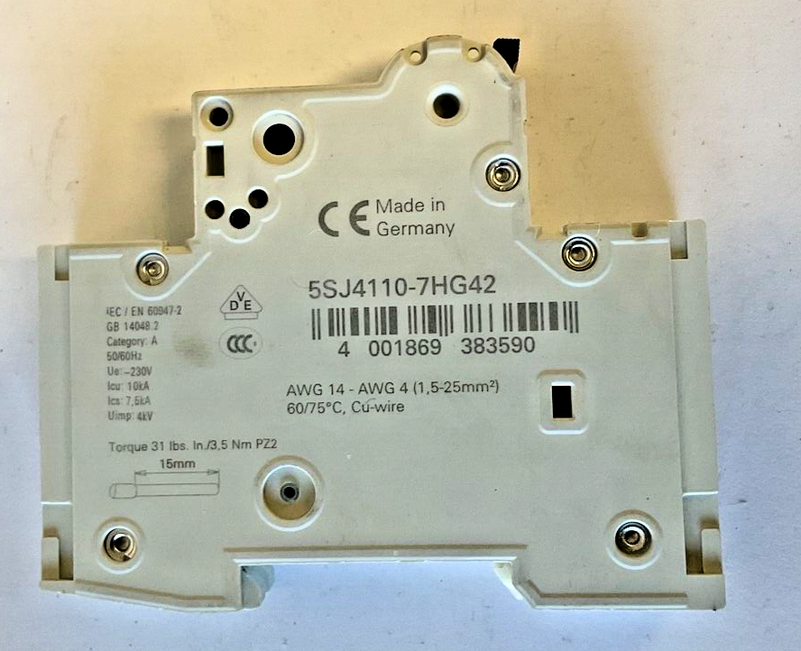 SIEMENS 5SJ4110-7HG40 CIRCUIT BREAKER 10A CHAR.C TYPE HSJ 230V ***LOTOF2***