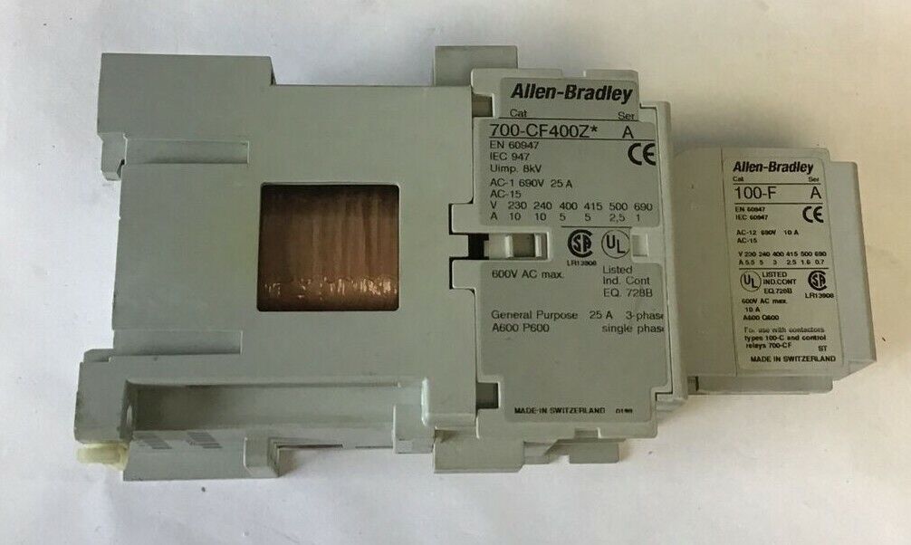 ALLEN BRADLEY 700-CF400Z* SER.A CONTACTOR W/ 100-F SER.A AUX CONTACT