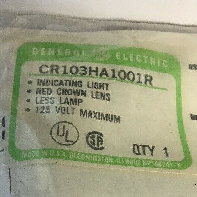 GE CR103HA1001R INDICATING LIGHT RED CROWN LENS 125V. W/O BULB***LOTOF2***