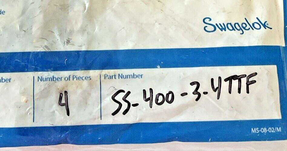 SWAGLOK SS-400-3-4TTF TUBE FITTING T ***LOTOF4***
