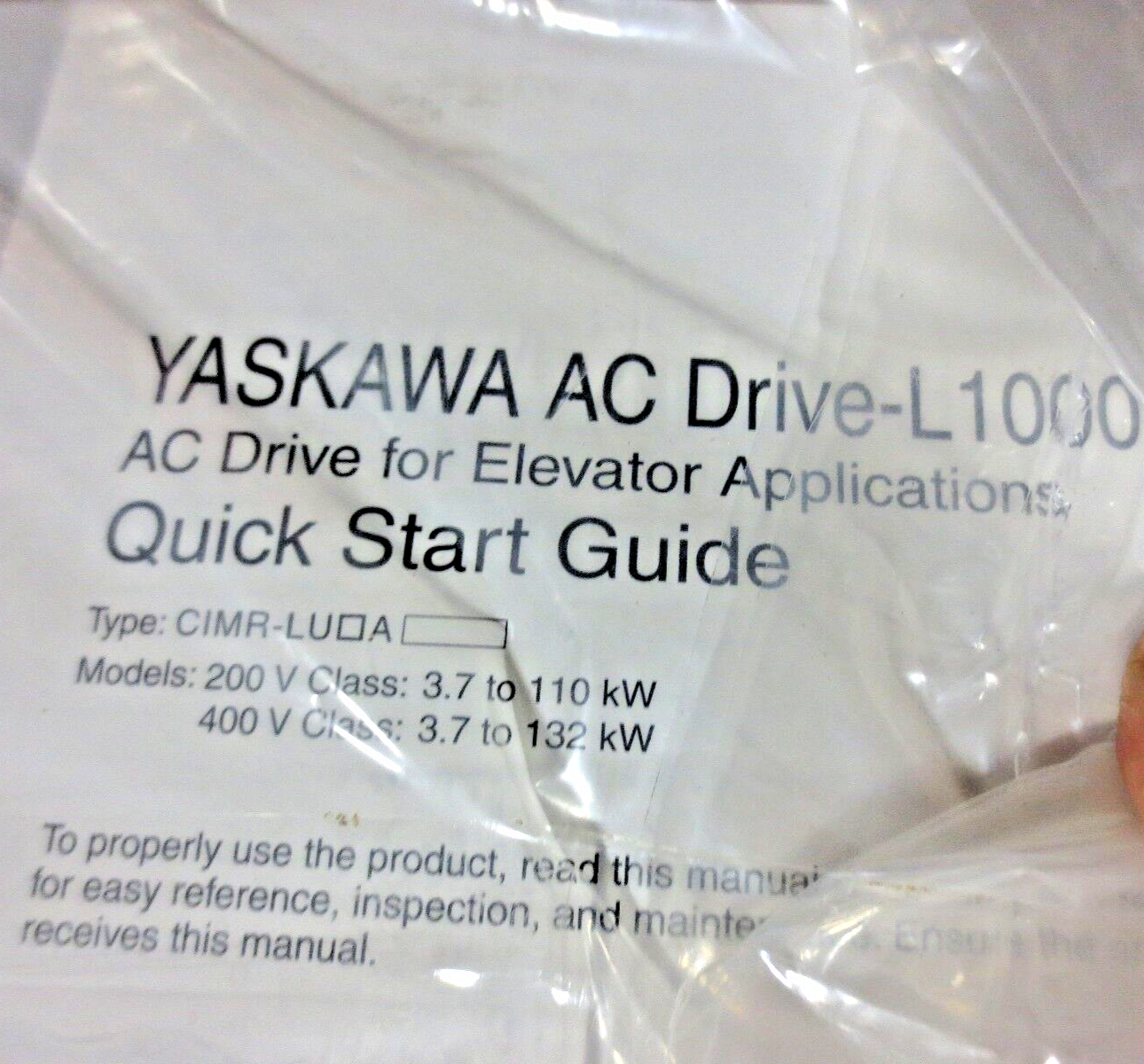 YASKAWA CIMR-LU2A0346AAA / L1000A AC DRIVE - 200V, 3PHASE, 346A - ELEVATOR DRIVE