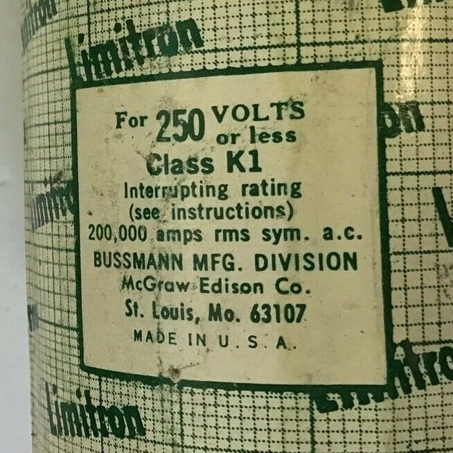 LIMITRON KTN 500 FAST ACTING FUSE 500AMP 250V CLASS K1