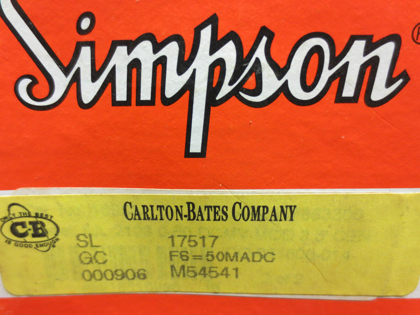 SIMPSON 17517 ANALOG PANEL METER 2123A----0-50 DCMA 3.5 UL CENTURY SERIES - NEW