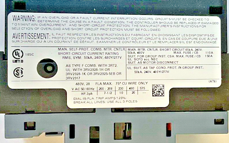 SIEMENS 3RV2021-4NA10 MOTOR CONTROL 23-28A