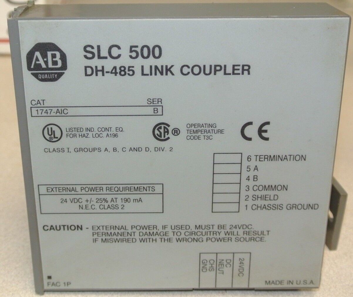 ALLEN-BRADLEY 1747-AIC / SLC500 / DH-485 LINK COUPLER - LOT of 2