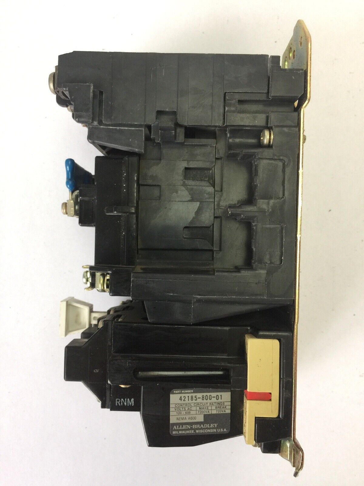 ALLEN BRADLEY 509-B0D SIZE 1 STARTER 600VAC 27AMP 10HP W50 HEATERS 120V COIL