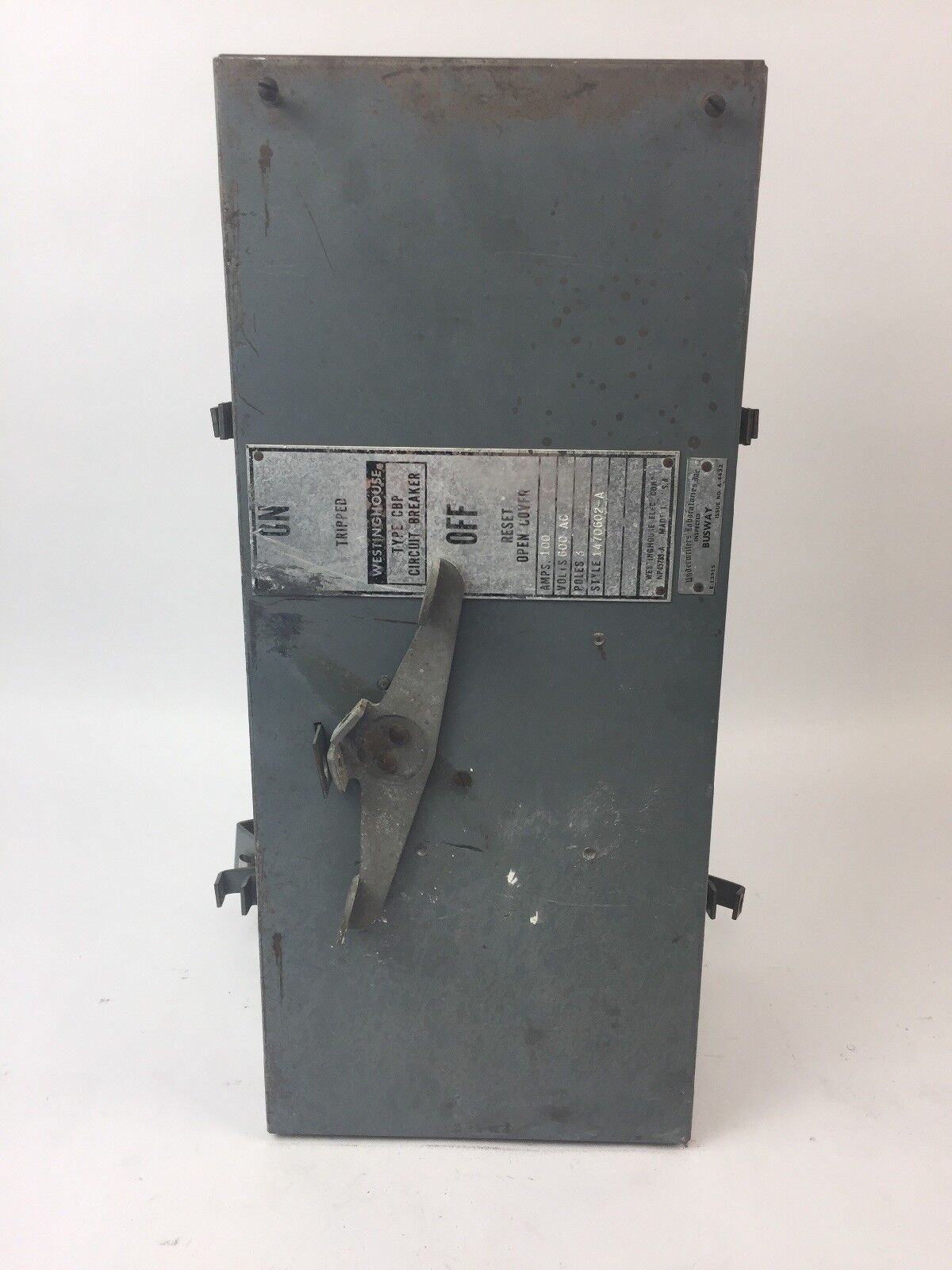 WESTINGHOUSE CBP 100A BUS PLUG 600VAC 3 POLE