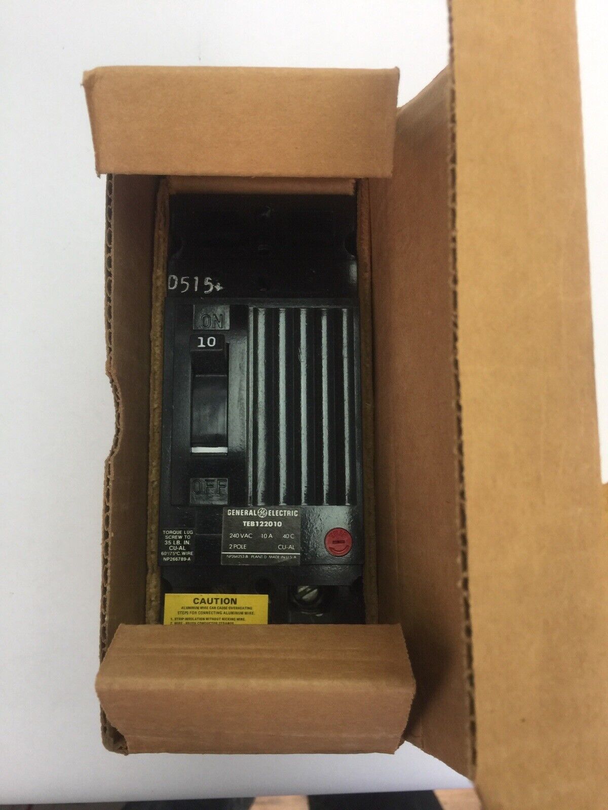 GE TEB122010WL CIRCUIT BREAKER 10AMP 240VAC 2POLE