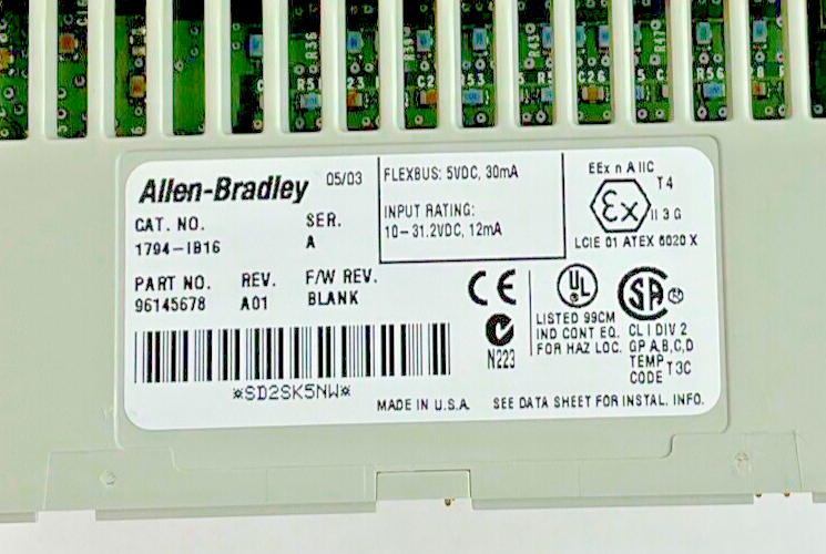 ALLEN BRADLEY 1794-IB16 SINK SER.A REV.A01 FWR BLNK 1794-TB3S TERM. BLOCK SER.A