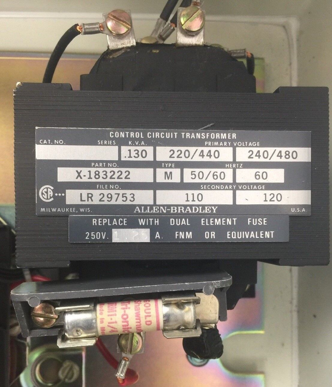 ALLEN BRADLEY 505-BJB-6X-90011 FULL VOLTAGE REVERSING STARTER 115-120V 60HZ
