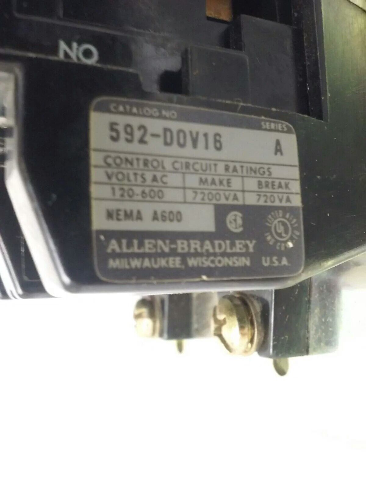ALLEN BRADELY 592-DOV16 SERIES A OVERLOAD RELAY MISSING SCREWS, BOLTS AND TEST