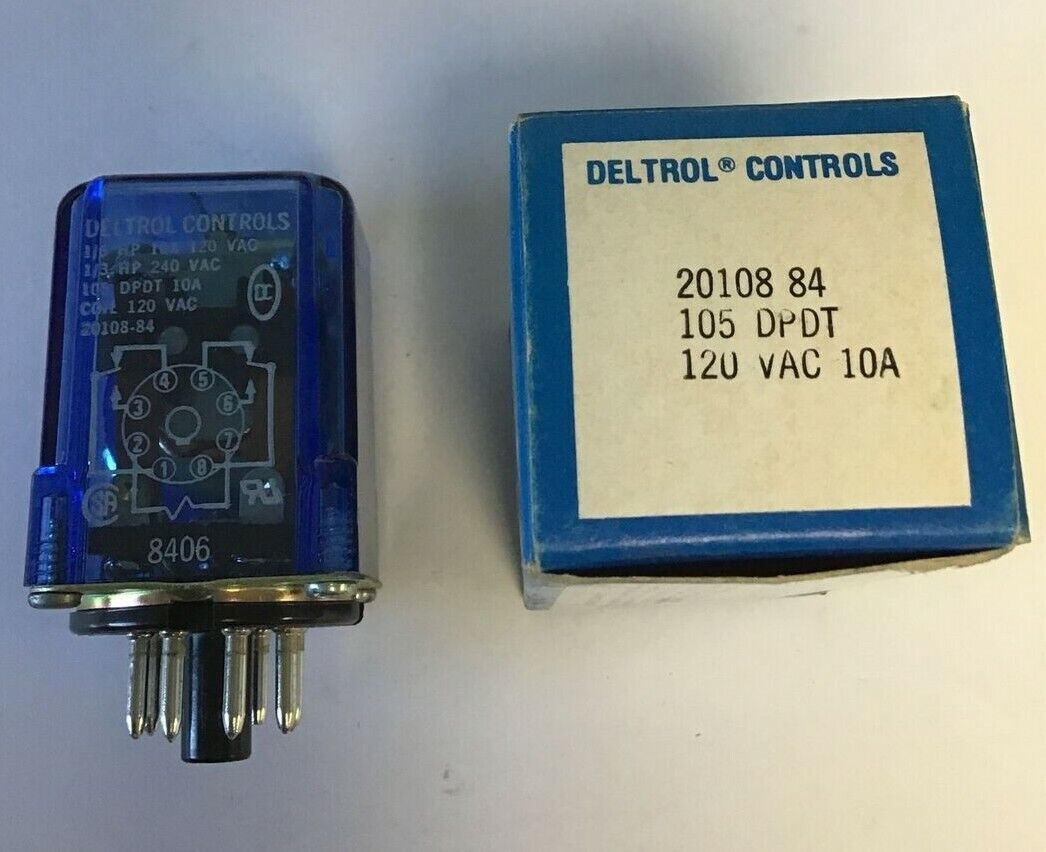 DELTROL CONTROLS 20108-84 RELAYS 105 DPDT 10A 120/240VAC