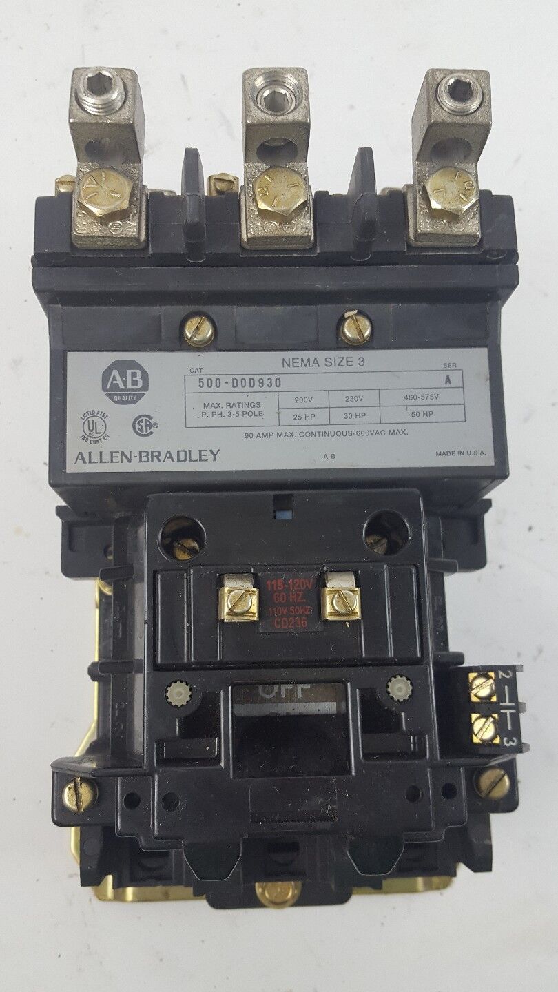 ALLEN BRADLEY CONTACTOR/STARTER 500-D0D930 SER A 50HP 460V