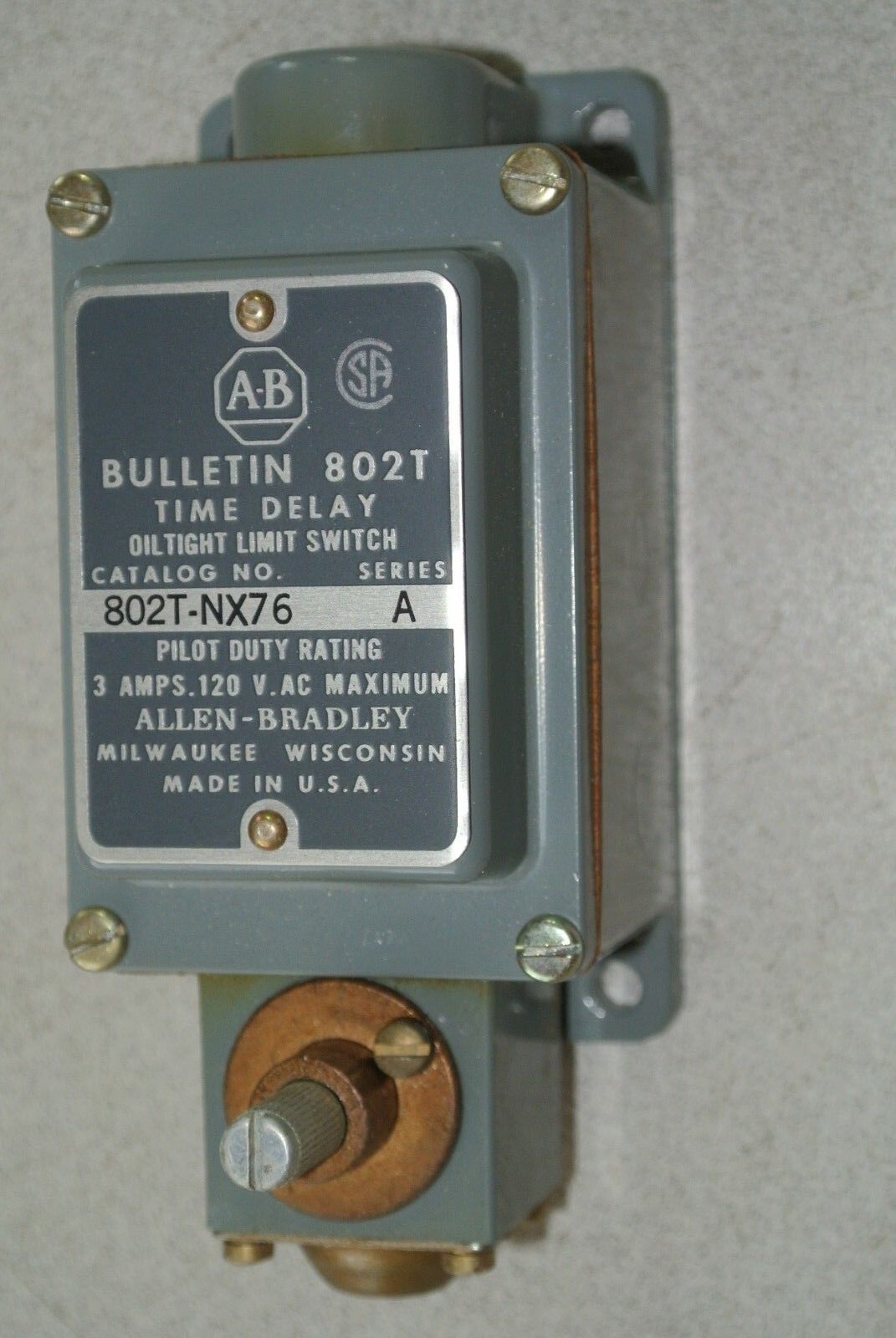 ALLEN-BRADLEY 802T-NX76, Ser. A - TIME DELAY LIMIT SWITCH - NEW SURPLUS