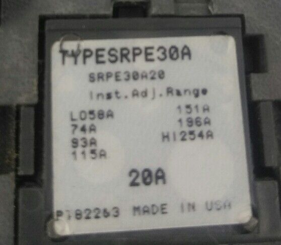 GE SELA24AT0030 2P, 30A, 480V,CIRCUIT BREAKER W/ 20A PLUG, USED GOOD CONDITION