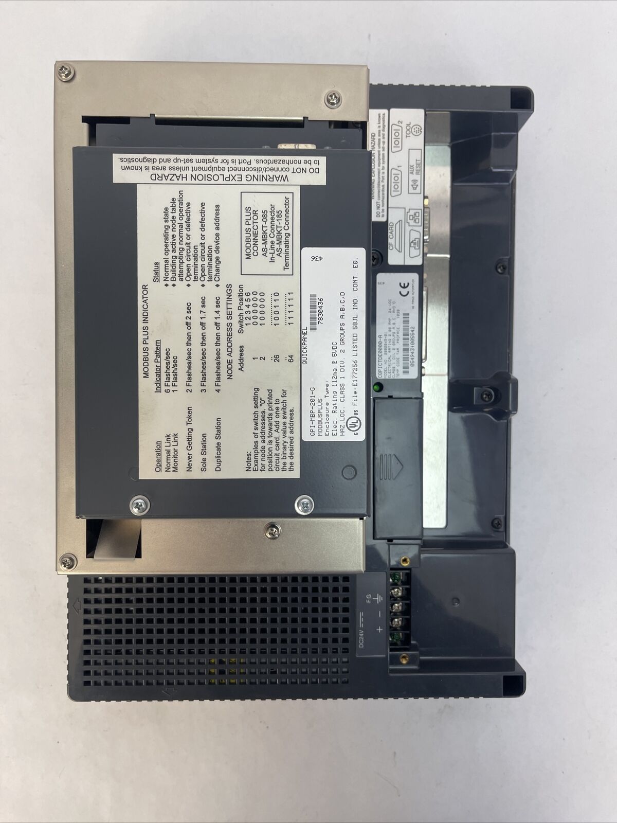 PROFACE 2880045-01 TOUCH SCREEN 24VDC QPI-MBP-201-G MODBUSPLUS QUICKPANEL