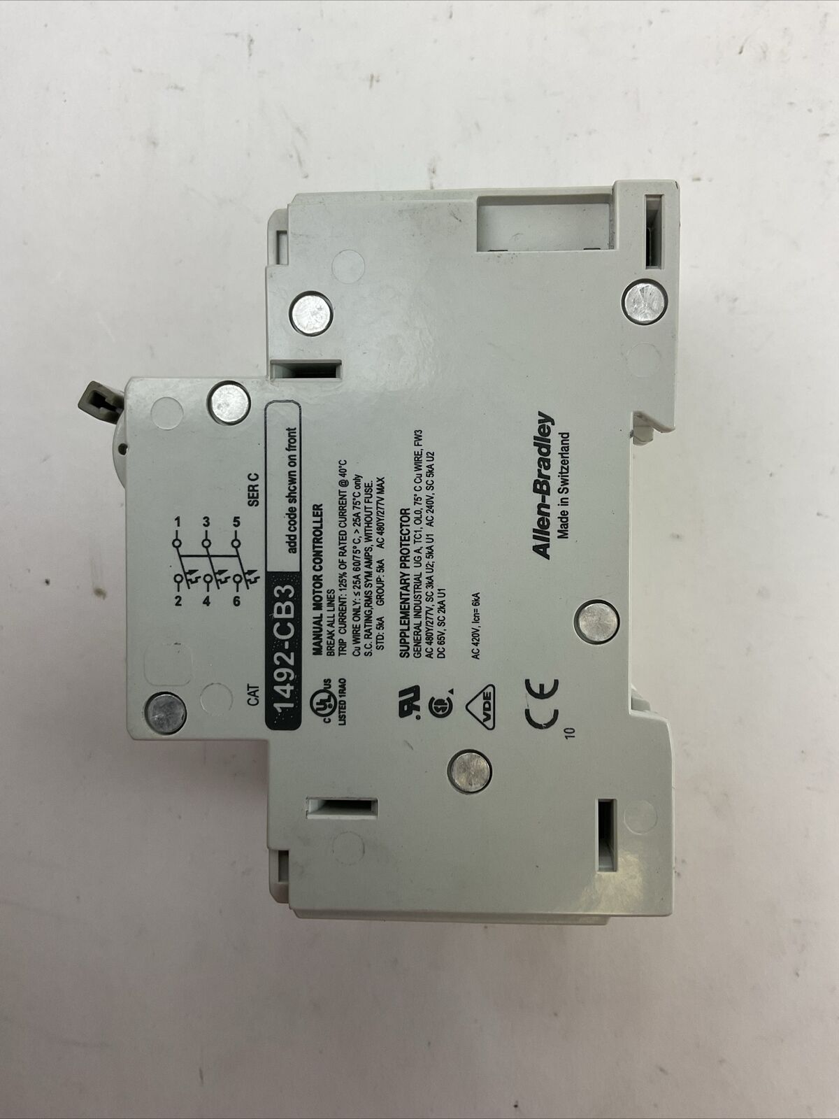 ALLEN BRADLEY 1492-CB3G400 MANUAL MOTOR CONTROLLER 40A 30HP 3P 480Y/277VAC SER C