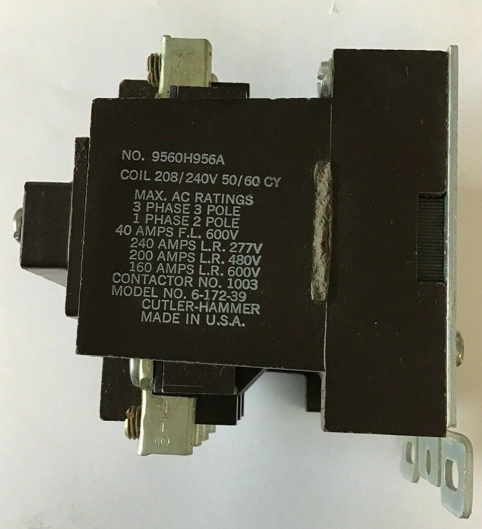 CUTLER HAMMER DEFINTITE PURPOSE CONTACTOR 9560H956A 208/240V 50/60CY