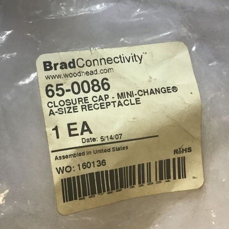 BRAD CONNECTIVITY 65-0086 CLOSURE CAP MIN-CHANGE A SIZE RECEPTACLE ***LOTOF6***