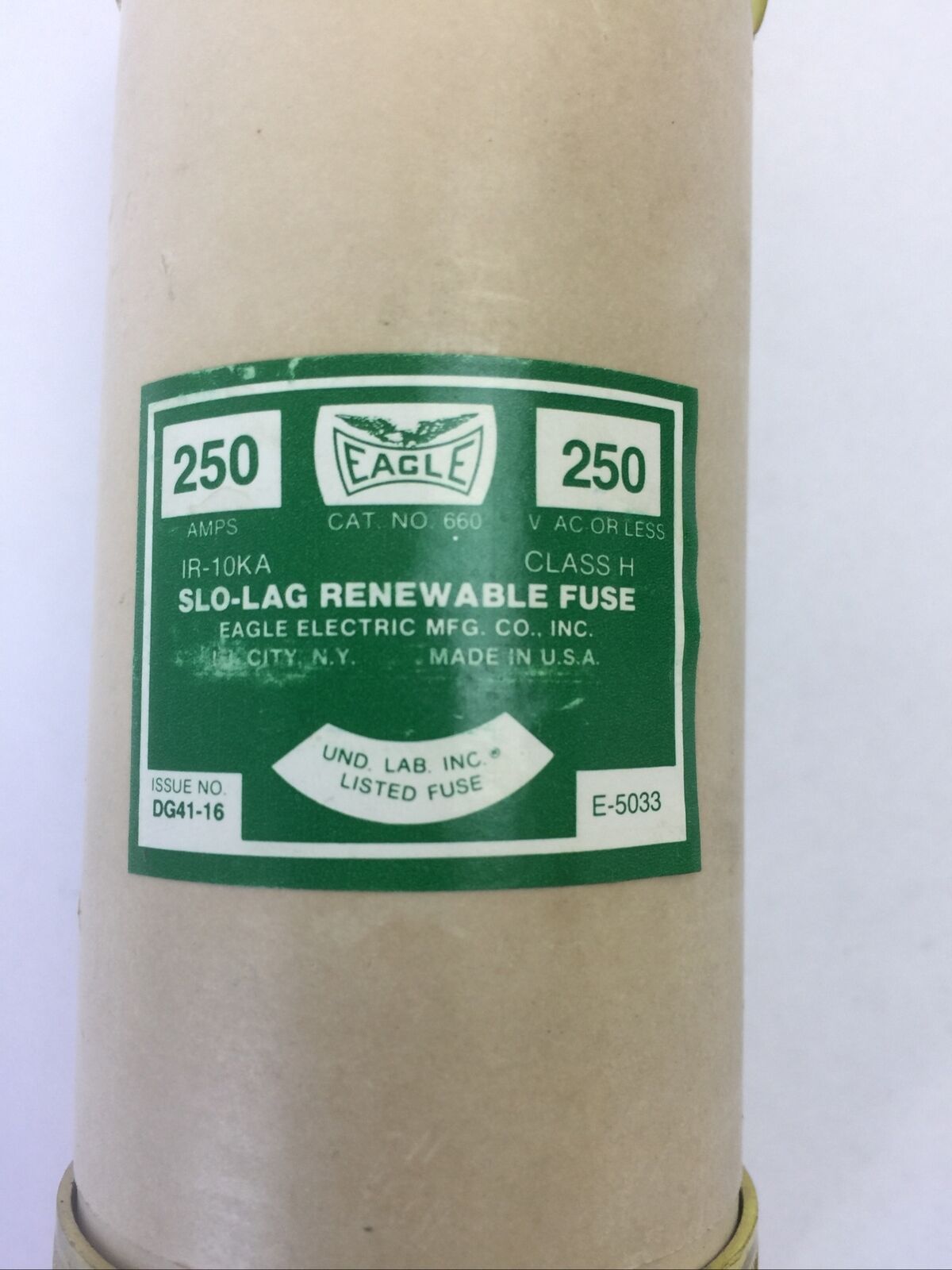 EAGLE 660 SLO-LAG RENEWABLE FUSE 250AMP 250VAC CLASS H IR-10KA