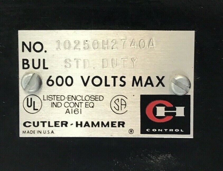 CUTLER HAMMER 10250H2740 STD. DUTY FORWARD/REVERSE SWITCH 600V