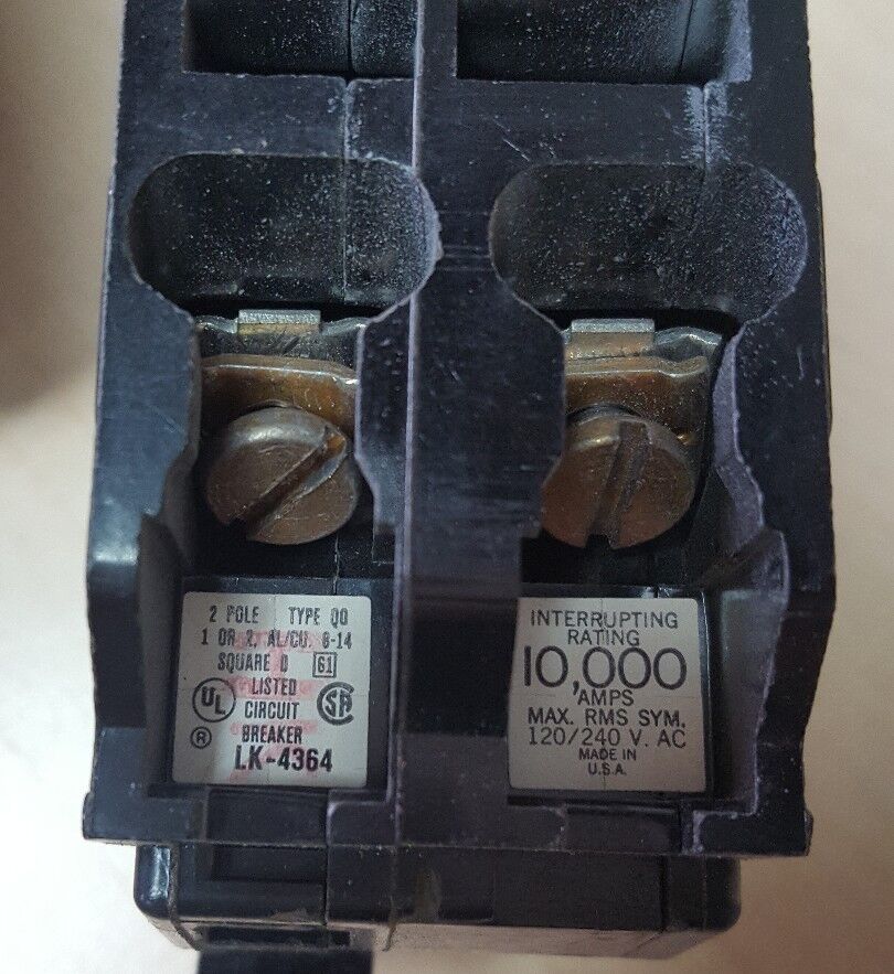 Square D 20 amp breaker 120/240v 10kA 2 pole LOT OF 2
