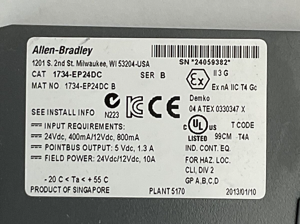 ALLEN BRADLEY 1734-EP24DC EXPANSION POWER UNIT SER B