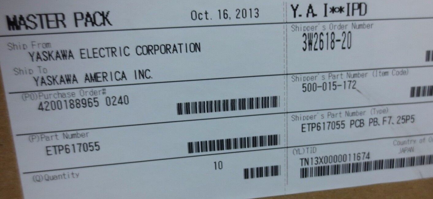 YASKAWA YPHT31517-1B / F7A25P5 FREQ. CONVERTER DRIVER BOARD 220V 3PH 5.5KW