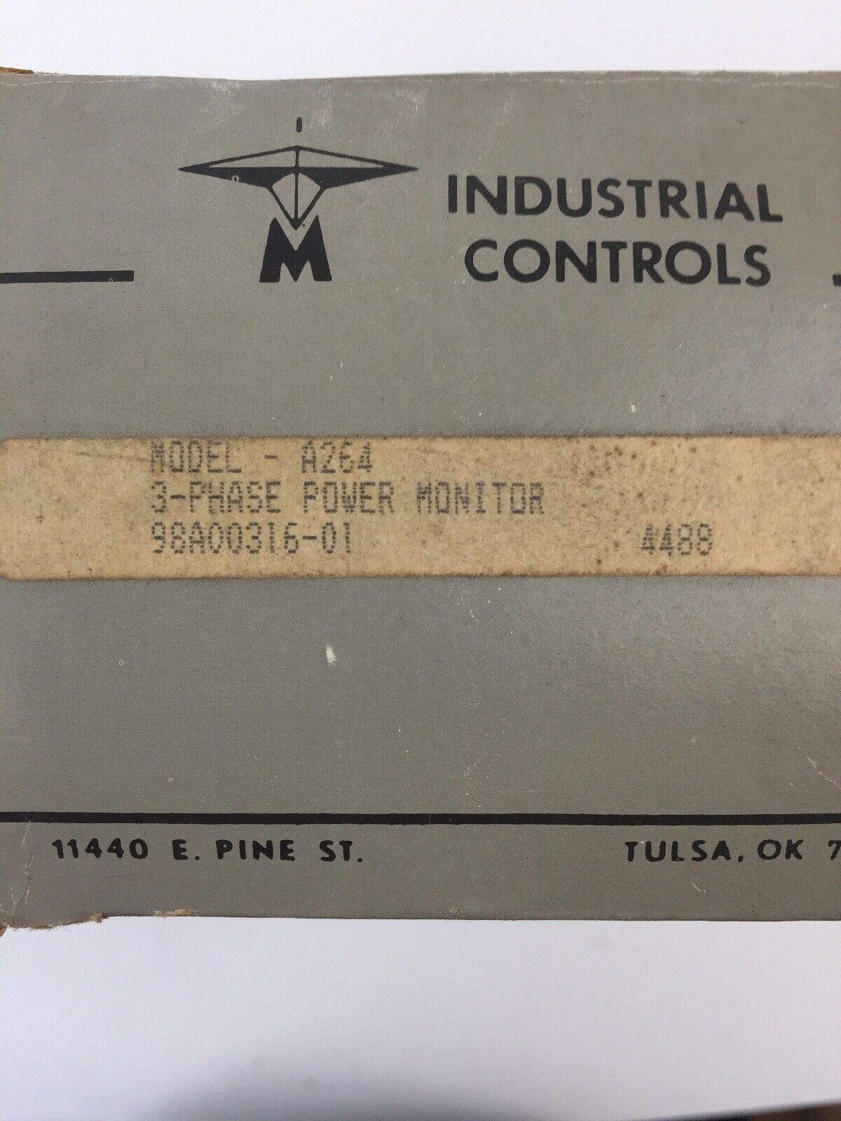 TIME MARK INDUSTRIAL CONTROL A264 3-PHASE POWER MONITOR 120VAC