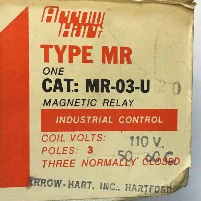ARROW HART MR-03-U20 MIDGET RELAY 110V 50-60HZ 2POLE