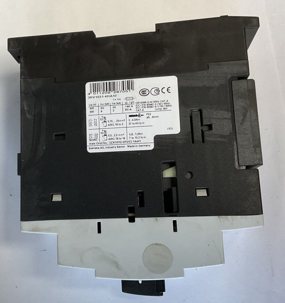 SIEMENS 3RV1031-4HA10 MOTOR STARTER 50/60HZ 600V 40-45A 6KV