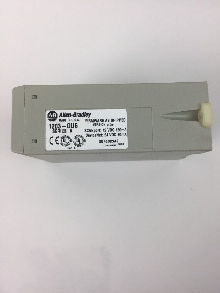 ALLEN BRADLEY 1203-GU6 COMMUNICATION MODULE DEVICENET 24VDC SCANPORT 12VDC