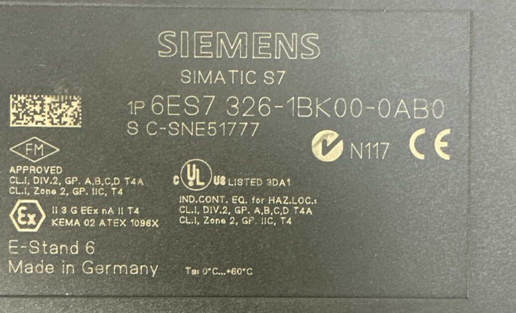 SIEMENS 1P 6ES7 326-1BK00-0AB0 DIGITAL INPUT MODULE SIMATIC S7