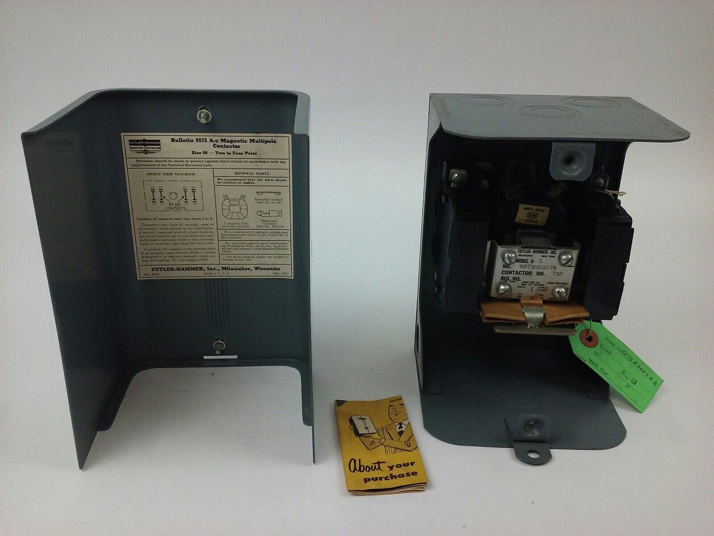 CUTLER HAMMER, 9575H2027, MAGNETIC A.C. RELAY,440V,60HZ,2P, SIZE 00, 9575H, NEW