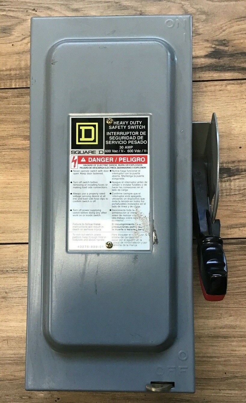 SQUARE D SAFETY SWITCH HU361 SER.F01 30A TYPE1 600VAC