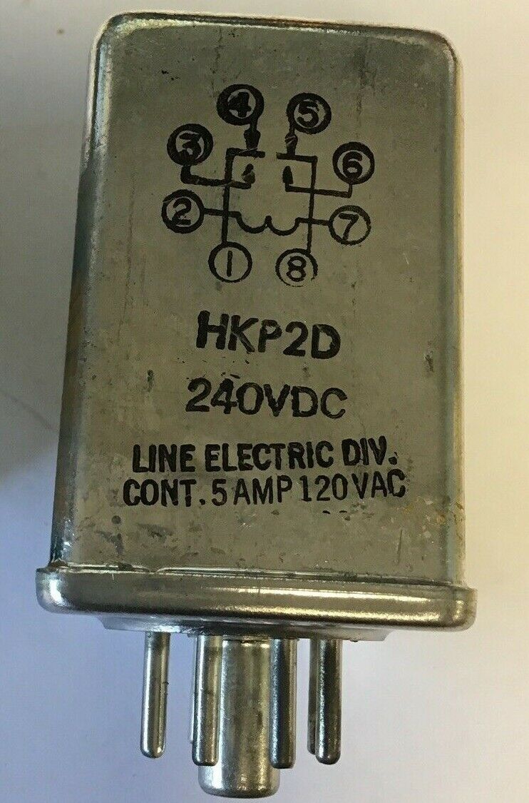 LINE ELECTRIC HKP2D 240VDC RELAY 5AMP 120VAC