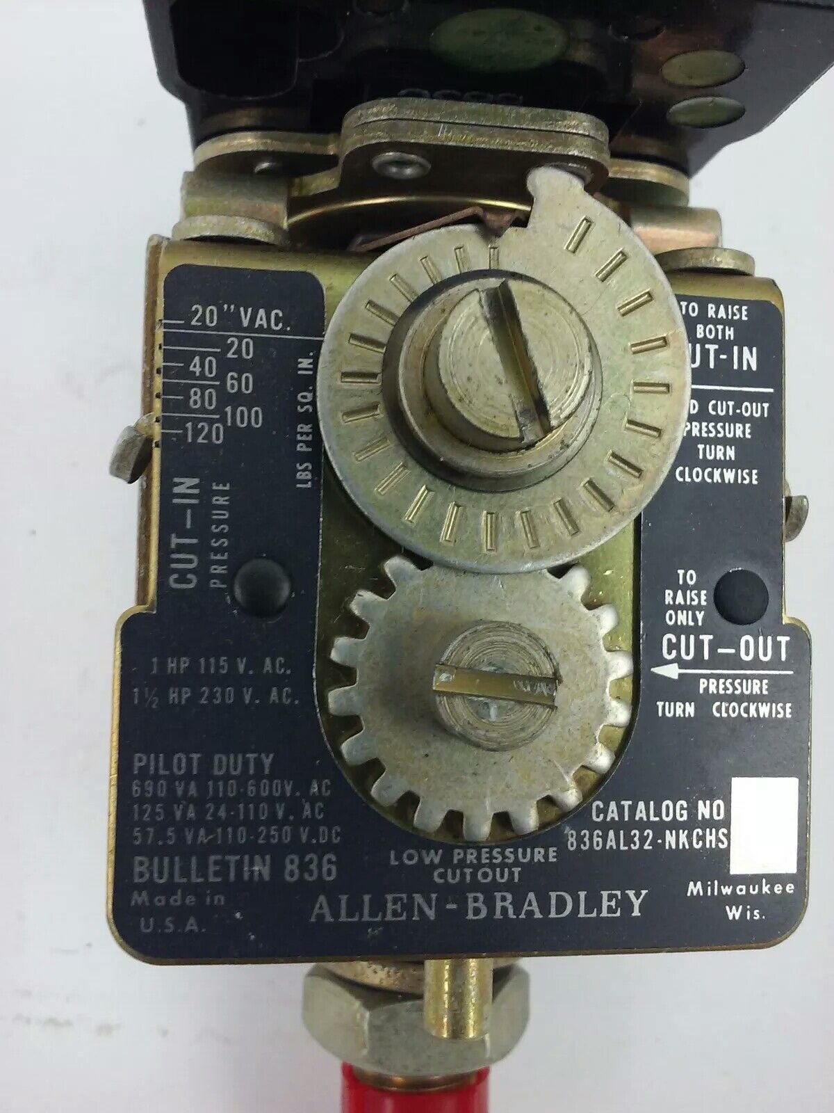 ALLEN BRADLEY 836-AL32-NKCHS, SERIES A, PRESSURE SWITCH, NEW