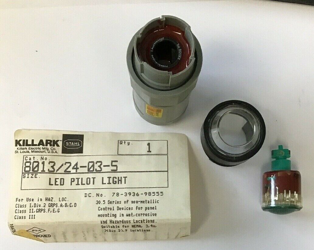 KILLARK 8013/24035 LED PILOT LIGHT GREEN 110/127VAC 30.5 SERIES