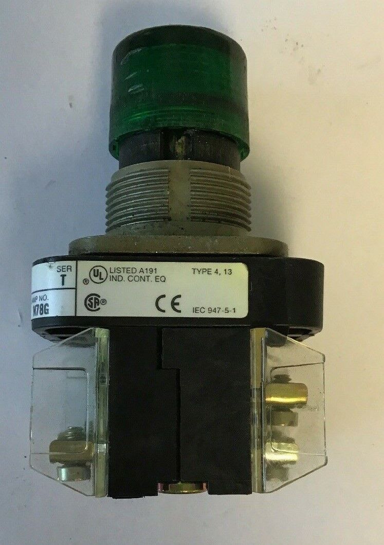 ALLEN BRADLEY GREEN PUSH BUTTON 800T-QTL24G SER T 24V LAMP#N78G