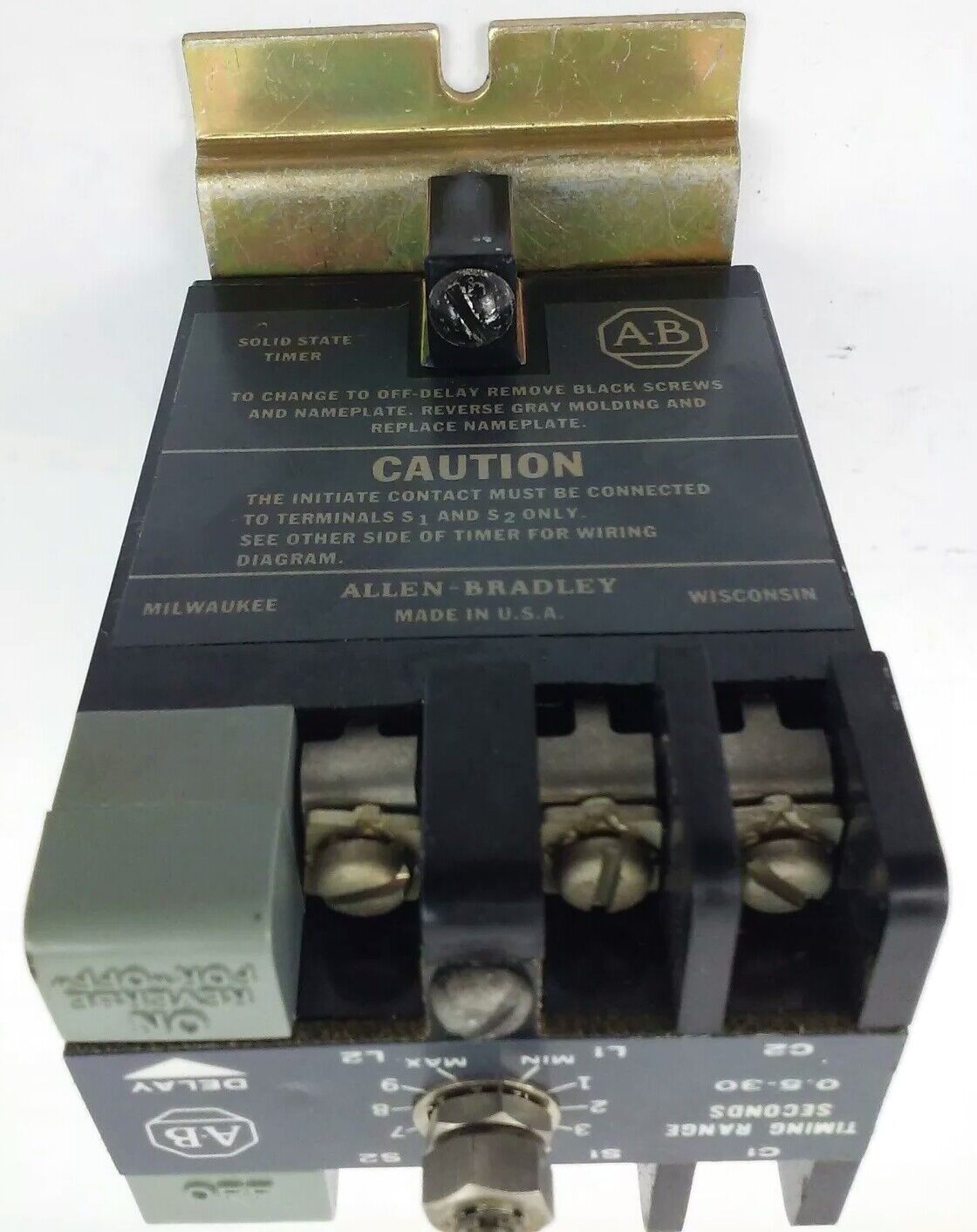 ALLEN BRADLEY, 852S-NSB, SERIES F, TIMING RELAY, RANGE .5-30 SECONDS, NEW