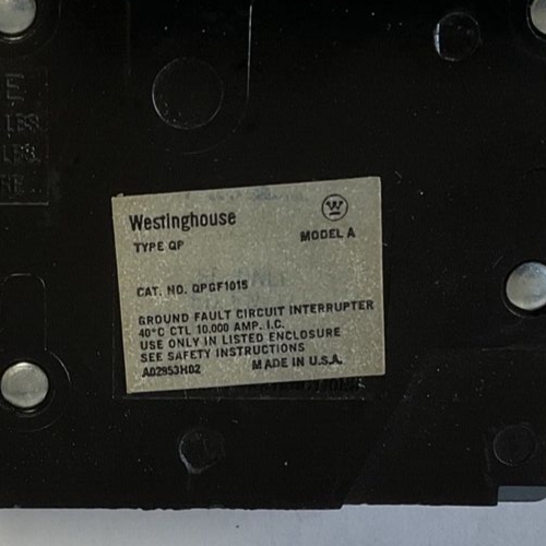 WESTINGHOUSE QPGF1015 CIRCUIT BREAKER MOD.A 15A 120VAC 1POLE