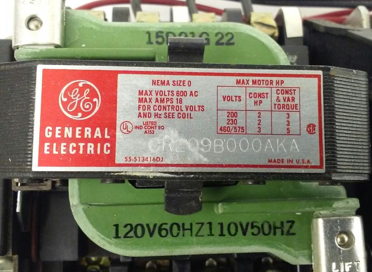 GE MAGNETIC TWO SPEED STARTER CR209B000AKA - NEMA SIZE 0, 18 AMP (NEW)