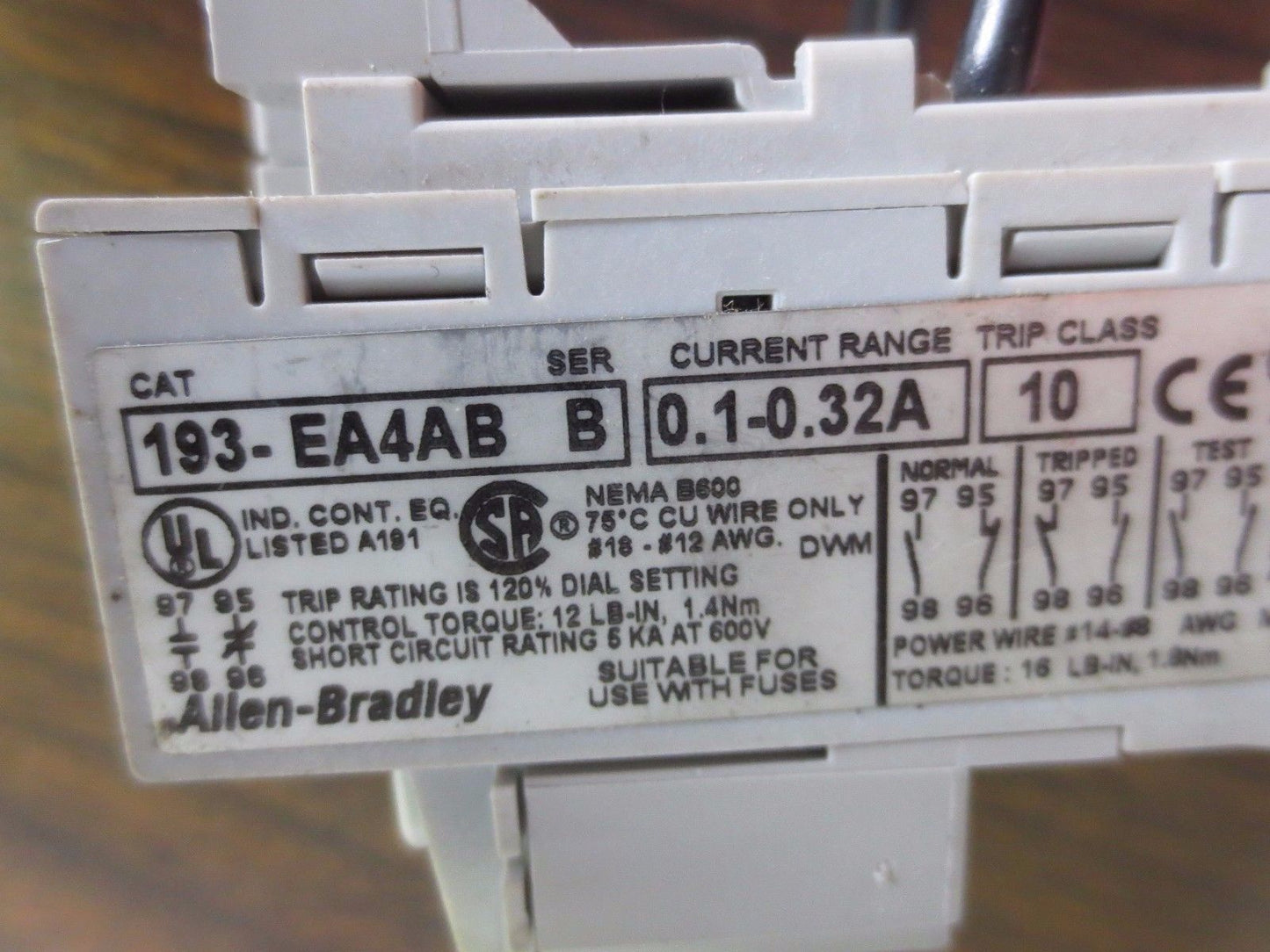 ALLEN-BRADLEY 193-EA4AB SOLID STATE OVERLOAD RELAY - 0.1-0.32A