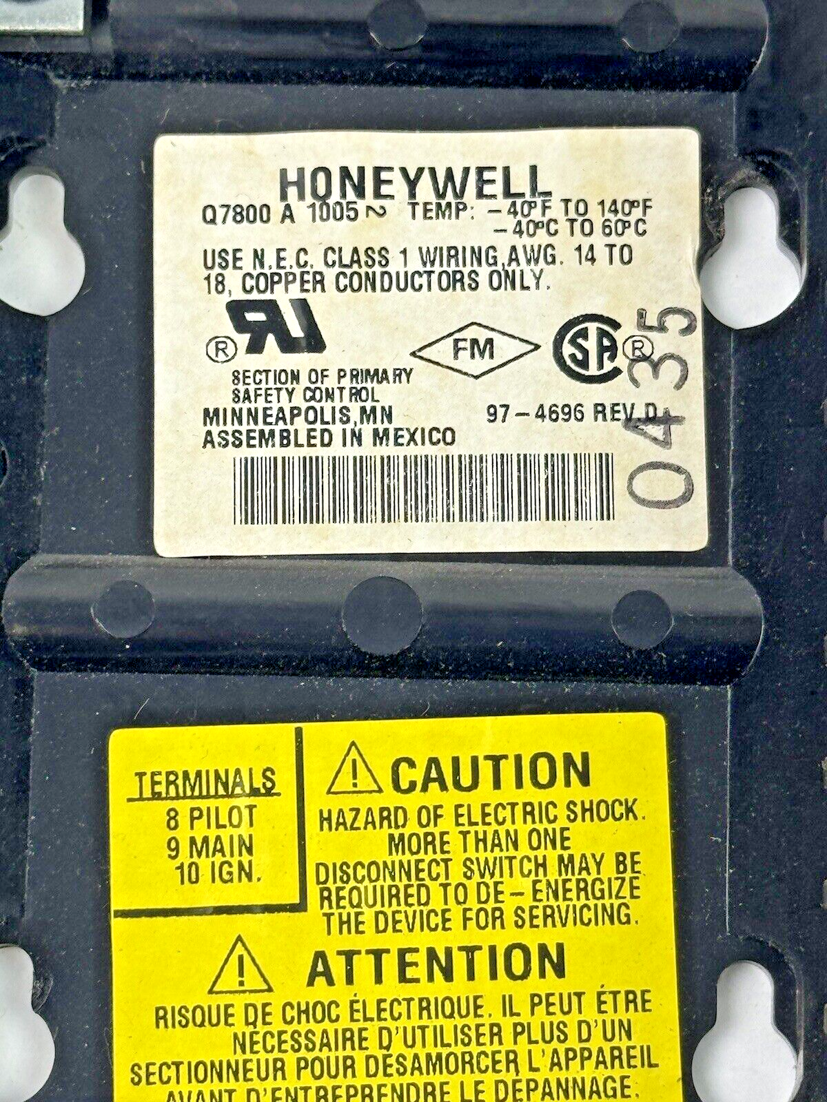 HONEYWELL - RM7890 A 1015 - ULTRAVIOLET FLAME AMPLIFIER - BURNER CONTROL