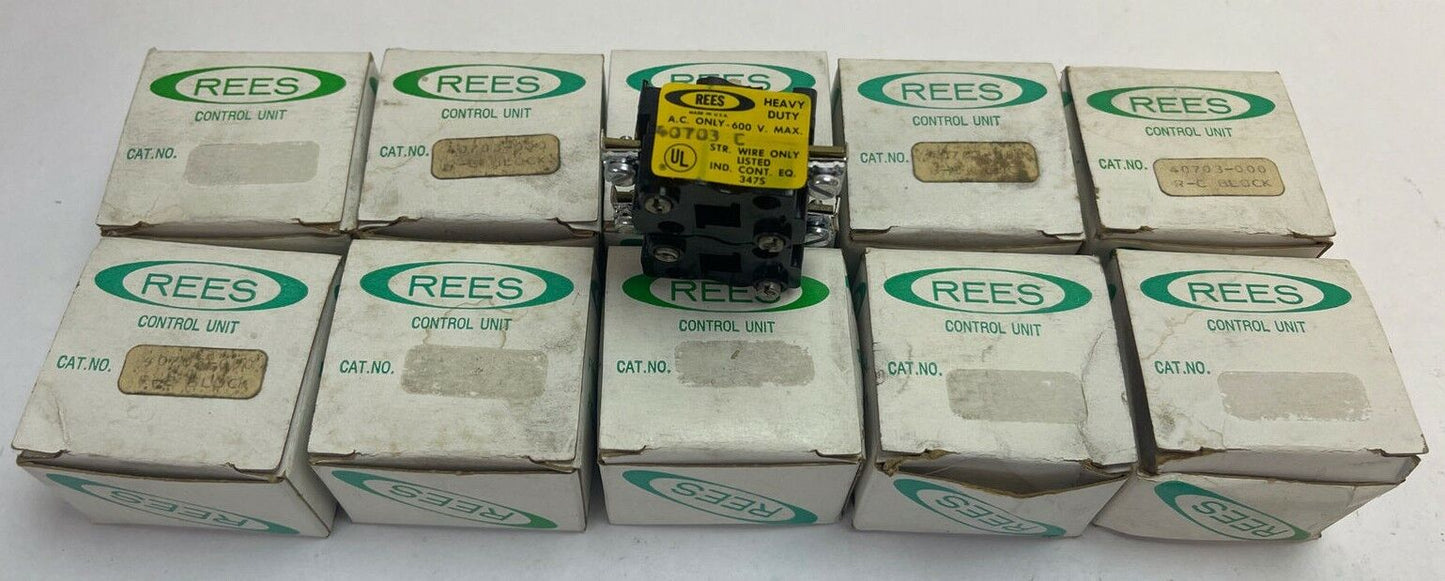 REES 40703C CONTACT BLOCK 600VAC 250VDC HEAVY DUTY (LOT OF 10) 40709-000