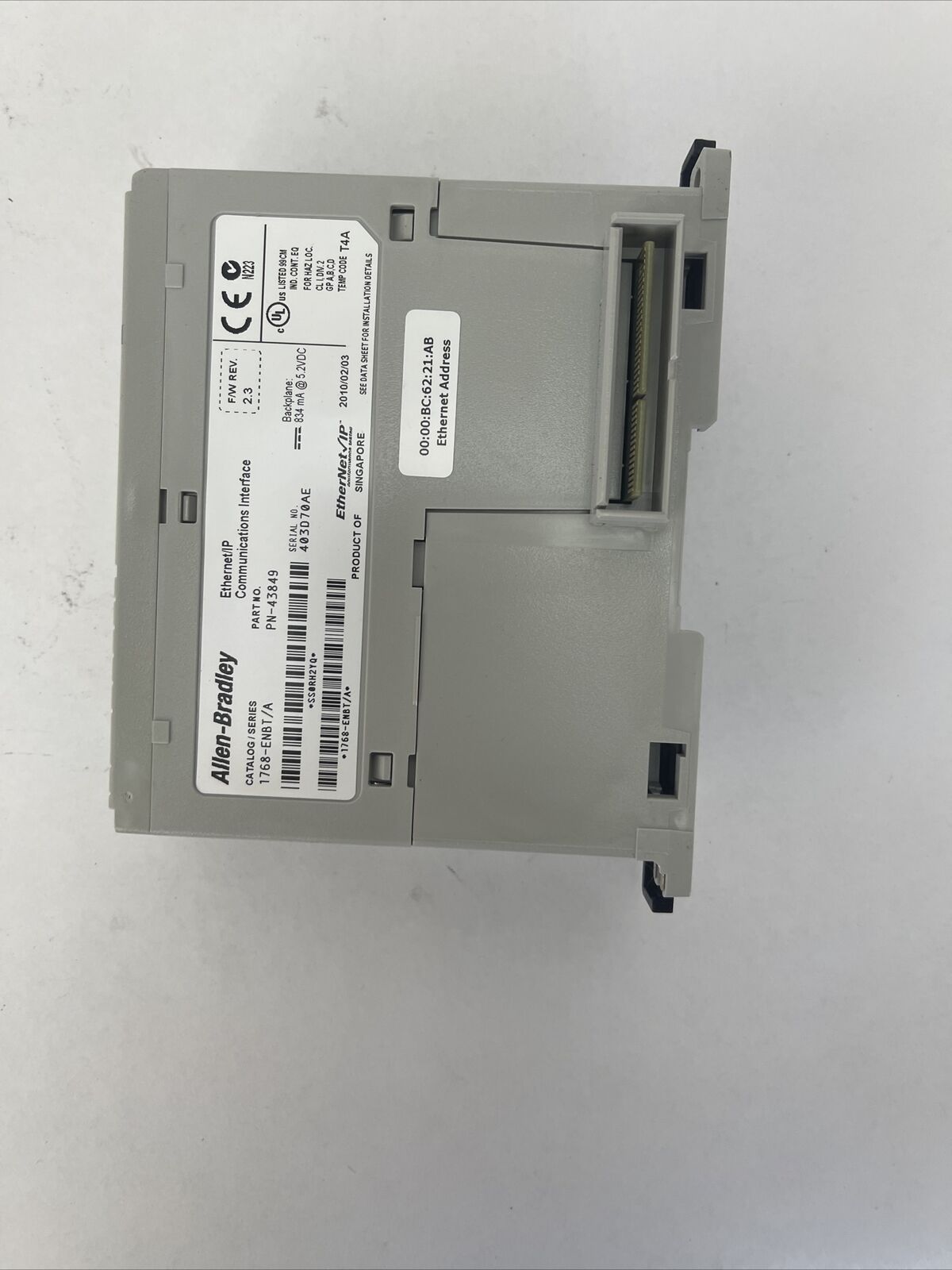 ALLEN BRADLEY 1768-ENBT ETHERNET/IP COMMUNICATIONS INTERFACE SER A F/W REV 2.3