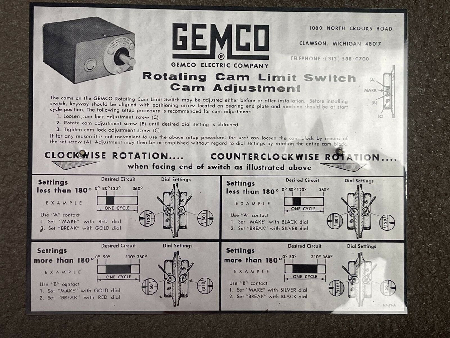 GEMCO 2000306RSPX ROTATING CAM LIMIT SWITCH 600V