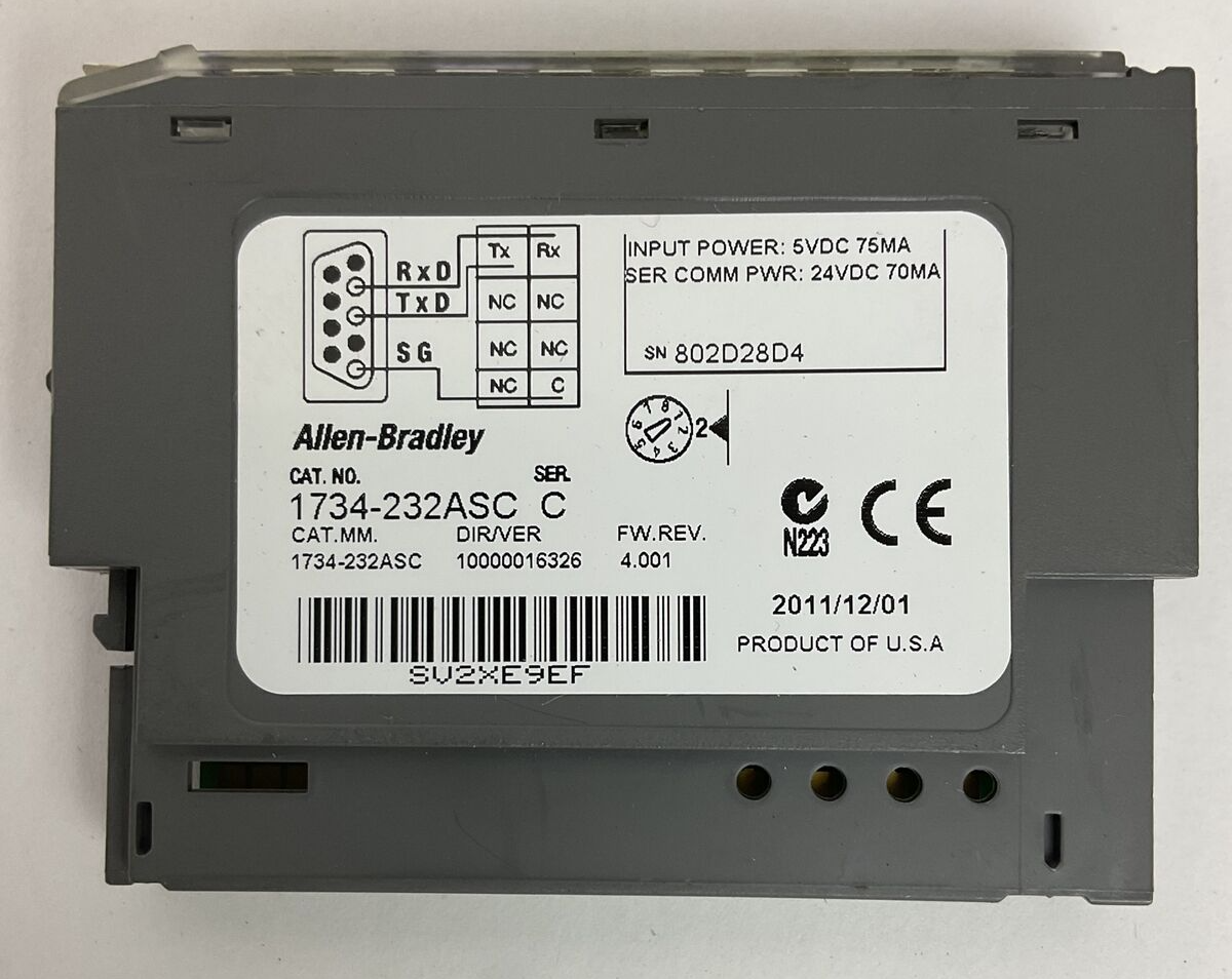 ALLEN BRADLEY 1734-232ASC SER C FW REV 4.001 DIR/VER 10000016326 INTERFACE MODUL