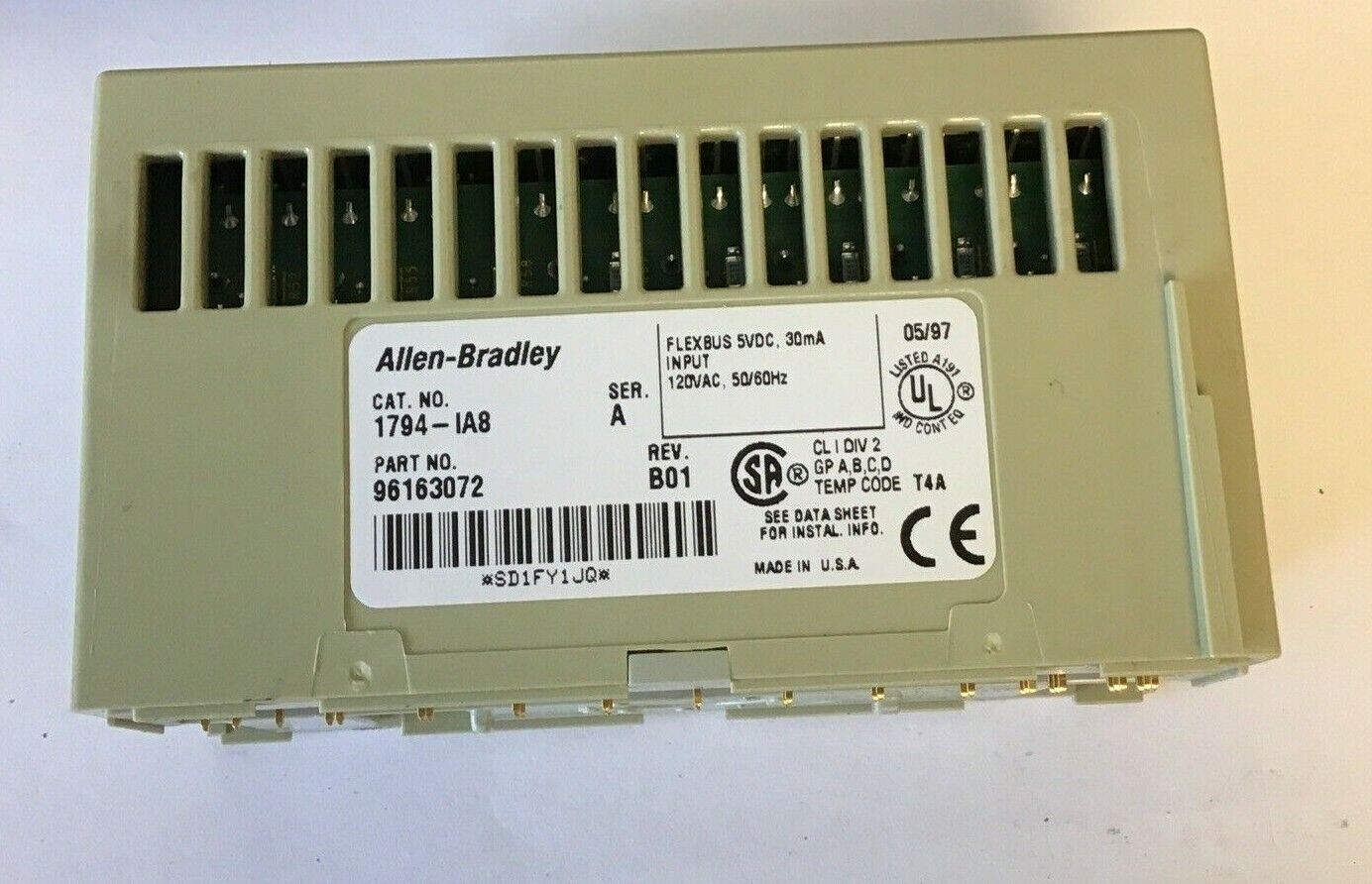 ALLEN BRADLEY 1794-IA8 INPUT MODULE SER.B W/ 1794-TBN/A TERMINAL BLOCK
